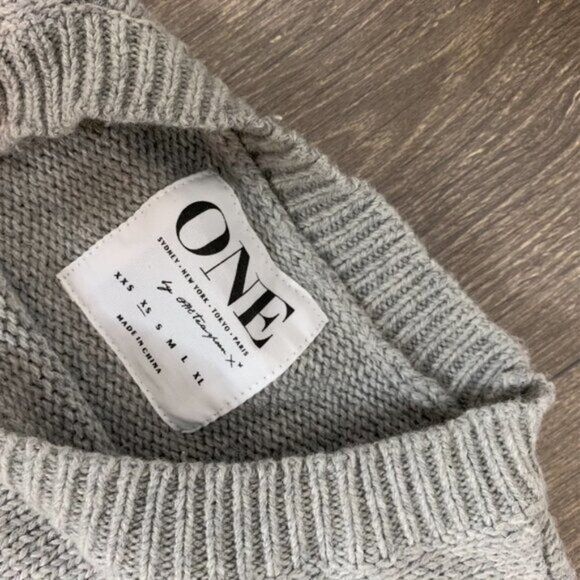 Revolve One Teaspoon Classic Cotton Chunky Knit Sweater Gray Marle Oversized XS - Picture 14 of 16